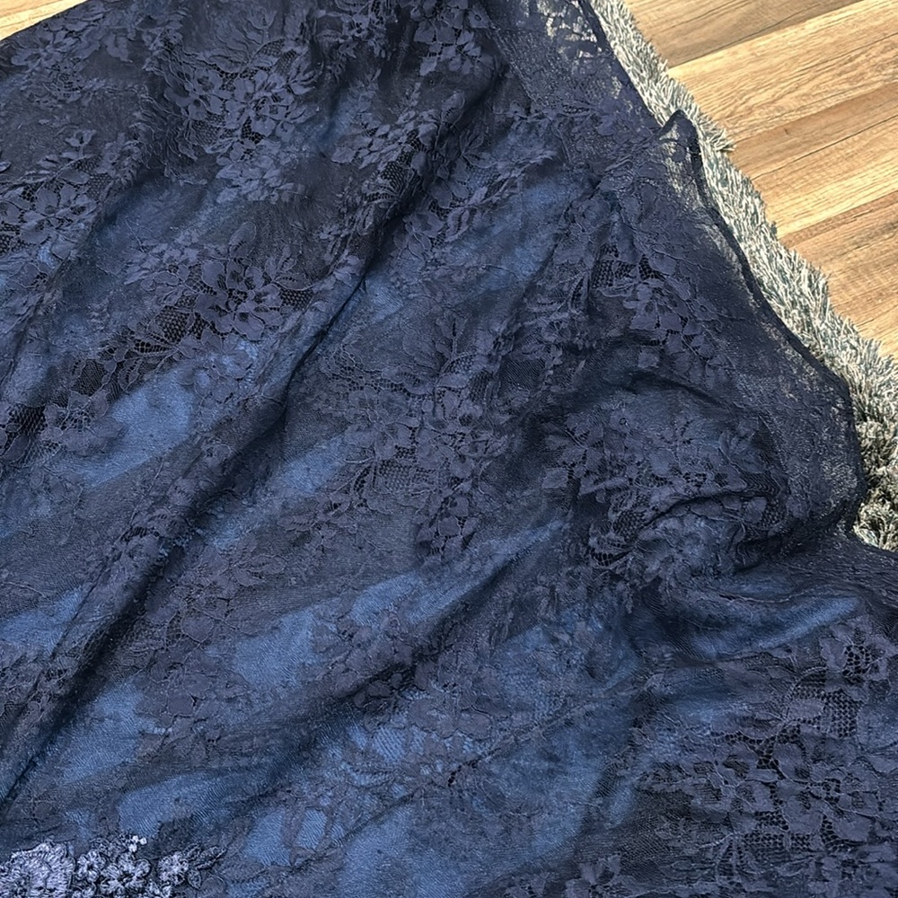 NWOT La Femme navy blue lace ball gown - Picture 8 of 12